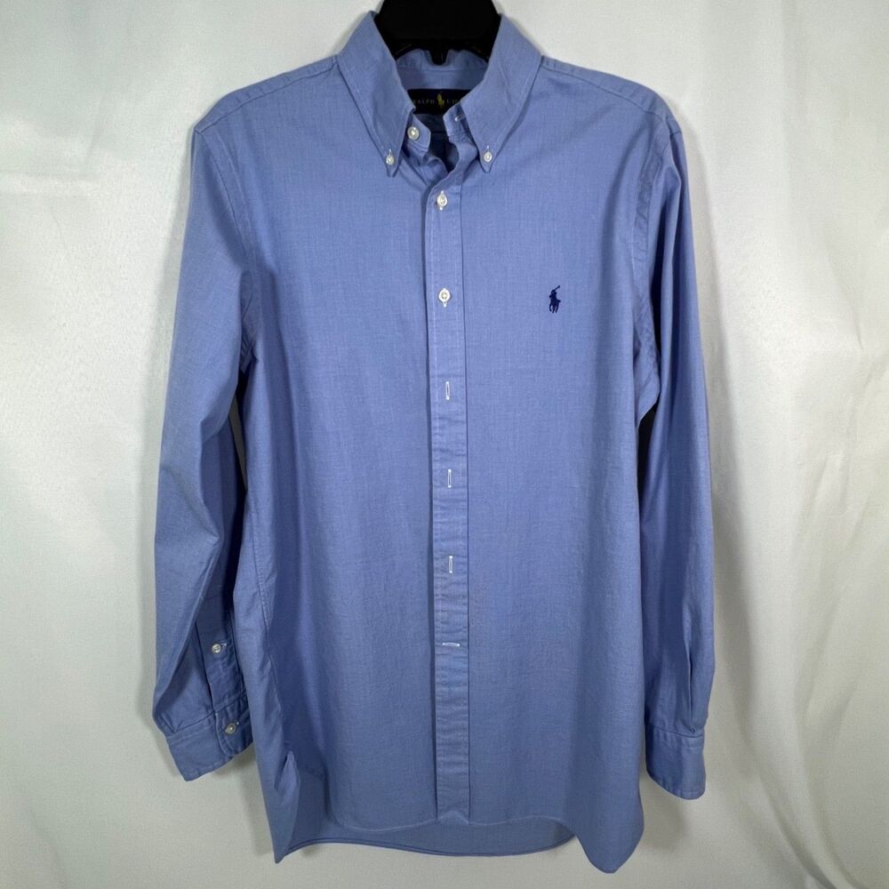 Polo Ralph Lauren Men's Dressy Blue Button Down Preppy Shirt Business Academia